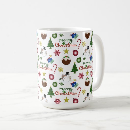 Kerstillustratie Mix Patroon Koffiemok (Voorkant rechts)