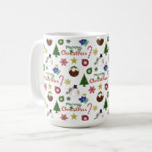 Kerstillustratie Mix Patroon Koffiemok (Voorkant links)