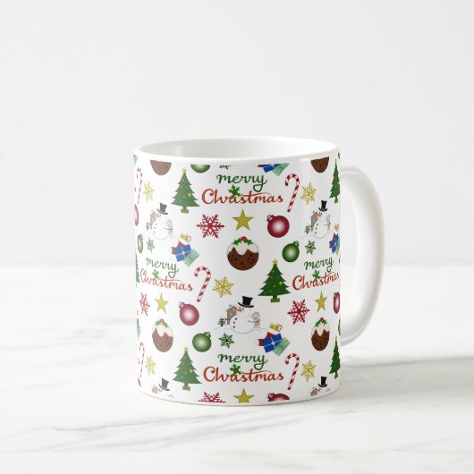 Kerstillustratie Mix Patroon Koffiemok (Voorkant rechts)