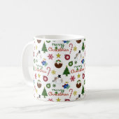 Kerstillustratie Mix Patroon Koffiemok (Voorkant links)