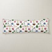 Kerstillustratie Mix Patroon Lichaamskussen (Achterkant)