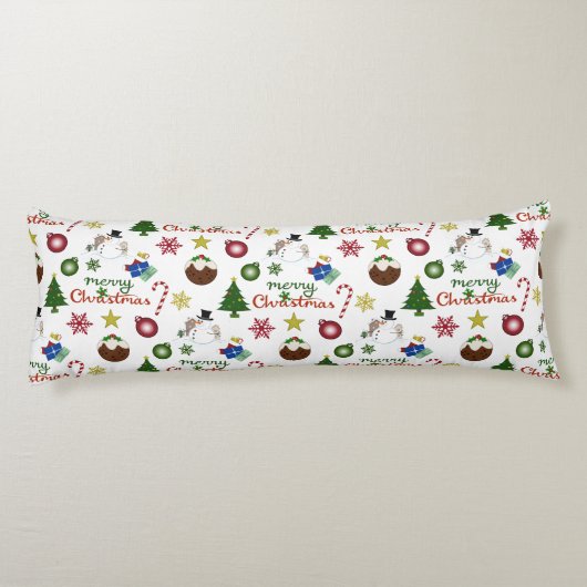 Kerstillustratie Mix Patroon Lichaamskussen (Achterkant)