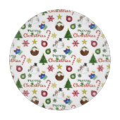 Kerstillustratie Mix Patroon Snijplank (Voorkant)