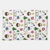 Kerstillustratie Mix Patroon Theedoek (Horizontaal)