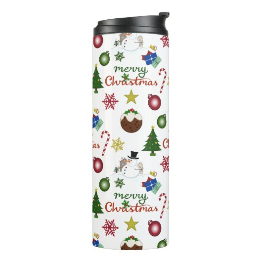 Kerstillustratie Mix Patroon Thermosbeker (Gedraaid links)