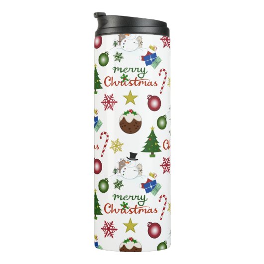 Kerstillustratie Mix Patroon Thermosbeker (Geroteerd rechts)