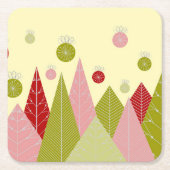 Kerstillustratie sierplanten en bomen kartonnen onderzetters (Voorkant)