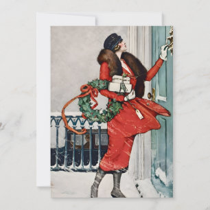 Kerstillustratie uit grootmoeders tijd voor de deu kaart