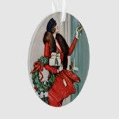 Kerstillustratie uit grootmoeders tijd voor de deu ornament (voorkant)