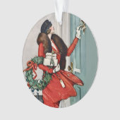 Kerstillustratie uit grootmoeders tijd voor de deu ornament (voorkant)