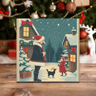 Kerstillustratie uit het verleden feestdagenkaart