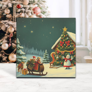 Kerstillustratie uit het verleden feestdagenkaart