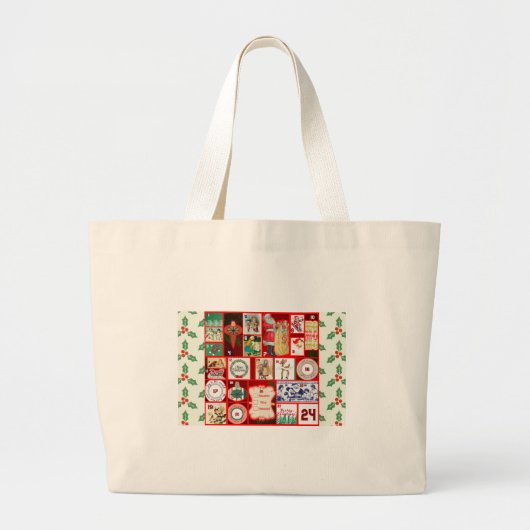 kerstillustraties  feestdag grote tote bag (Voorkant)