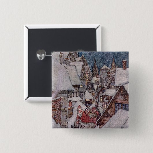 kerstillustraties vierkante button 5,1 cm (Voorkant /achterkant)