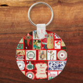 Kerstillustraties Vintage Kerstpret Sleutelhanger (Voorkant)