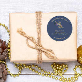 Kerstindigobotanische minimalistische handleiding ronde sticker