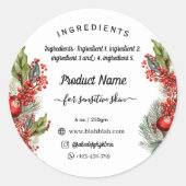 Kerstingrediënt handgemaakte zeep Label (Voorkant)