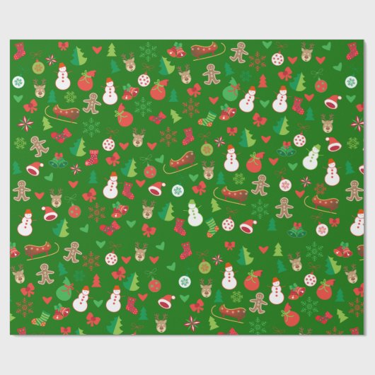 Kerstinkapier met kerstfiguren cadeaupapier (Vlak)