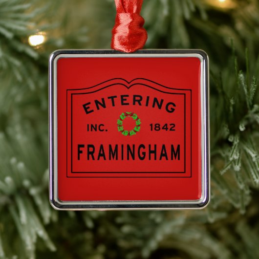 kerstinkerend Framingham, MA Metalen Ornament (Boom)