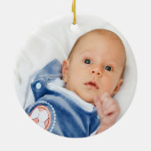 kerstinkerken tonen een blauwe cute keramiek keramisch ornament (Achterkant)