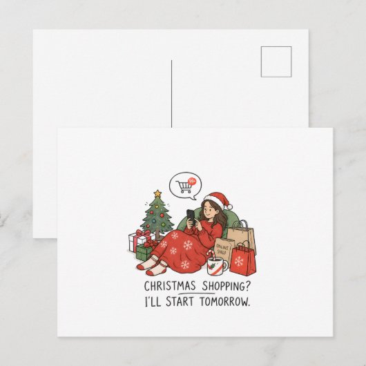 Kerstinkopen Beginnen Morgen – Grappig Briefkaart (Voorkant / Achterkant)