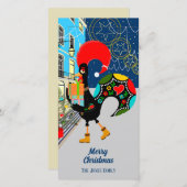 Kerstinkopen doen met de Portugese Haan Feestdagenkaart (Voorkant / Achterkant)