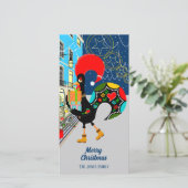 Kerstinkopen doen met de Portugese Haan Feestdagenkaart (Staand voorkant)