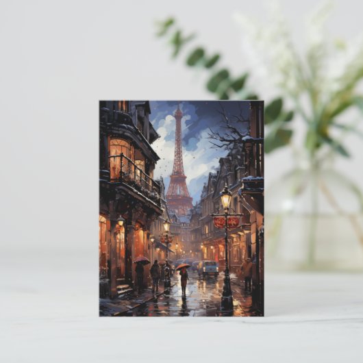 Kerstinkopen in Parijs Feestdagenkaart (Staand voorkant)