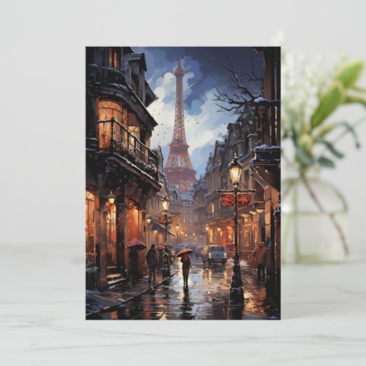 Kerstinkopen in Parijs Feestdagenkaart (Staand voorkant)