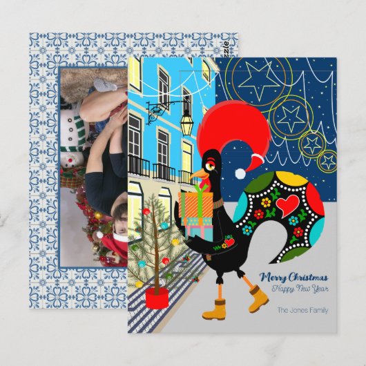 Kerstinkopen met de Portugese Haan Briefkaart (Voorkant / Achterkant)