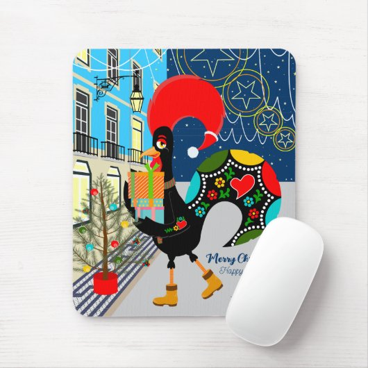 Kerstinkopen met de Portugese Haan Muismat (Met muis)