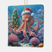 Kerstinktacht met een Kerstmanhoed Keramisch Ornament (Links)