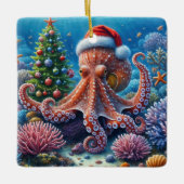 Kerstinktacht met een Kerstmanhoed Keramisch Ornament (Voorkant)