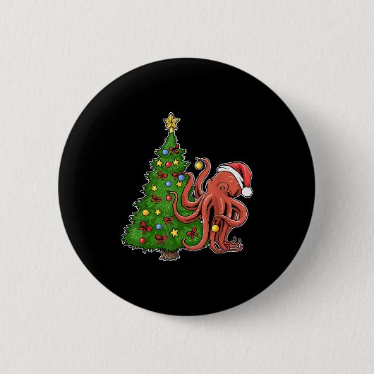 Kerstinktachtige ronde button 5,7 cm (Voorkant)