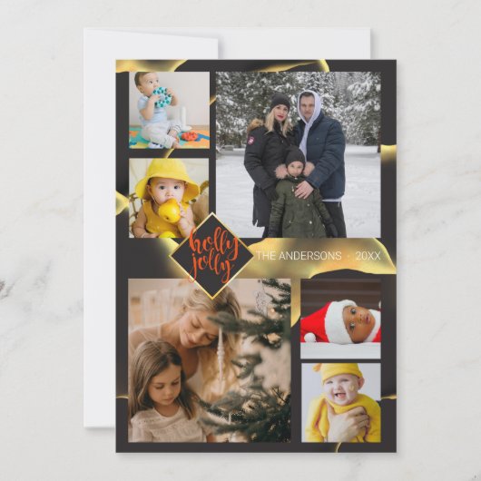 kerstinky Abstract Black Holly Jolly Foto Kaart (Voorkant)