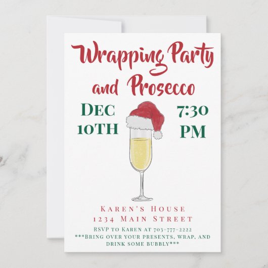 Kerstinpakfeest en Prosecco Ladies Night Kaart (Voorkant)