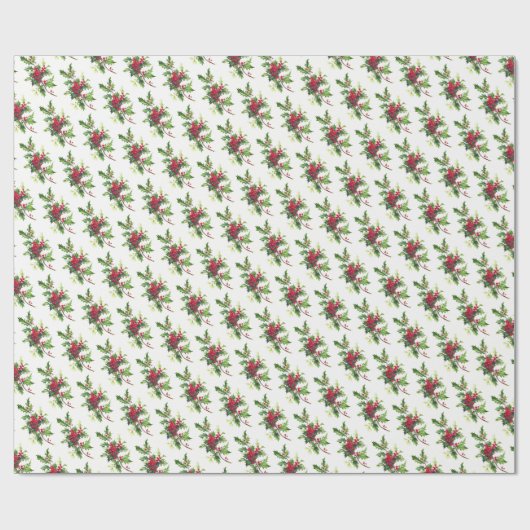 Kerstinpakpapier-Holiday Holly Cadeaupapier (Vlak)