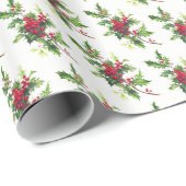 Kerstinpakpapier-Holiday Holly Cadeaupapier (Rol Hoek)