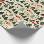 Kerstinpakpapier met bomen en auto's cadeaupapier (Hoek)