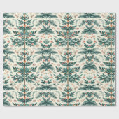 Kerstinpakpapier met gebladerte cadeaupapier (Vlak)