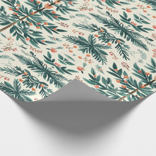 Kerstinpakpapier met gebladerte cadeaupapier (Hoek)