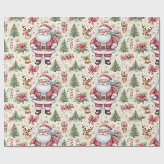 Kerstinpakpapier met kerstman cadeaupapier (Vlak)