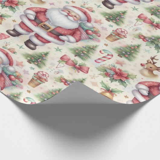 Kerstinpakpapier met kerstman cadeaupapier (Hoek)