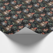 Kerstinpakpapier met kerstuilen cadeaupapier (Hoek)