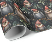 Kerstinpakpapier met kerstuilen cadeaupapier (Rol Hoek)