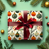 Kerstinpakpapier met kleurrijke Ornamenten Cadeaupapier