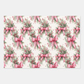 Kerstinpakpapier met roze strikjes inpakpapier vel (Voorkant 3)