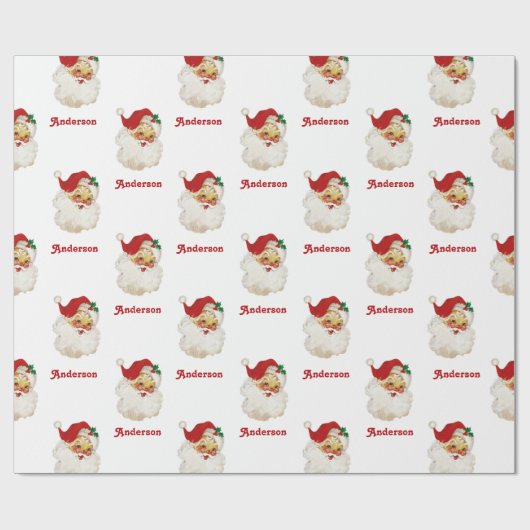 Kerstinpakpapier  Santa Custom Name Cadeaupapier (Vlak)