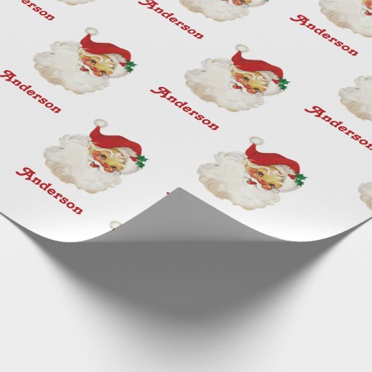 Kerstinpakpapier  Santa Custom Name Cadeaupapier (Hoek)
