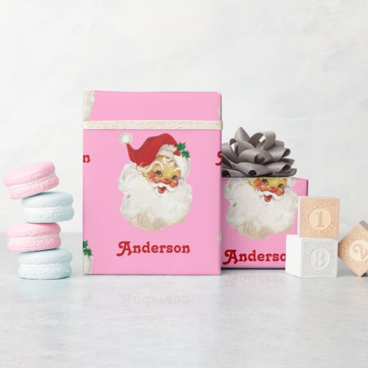 Kerstinpakpapier Santa Custom Name Cadeaupapier (Baby Shower)